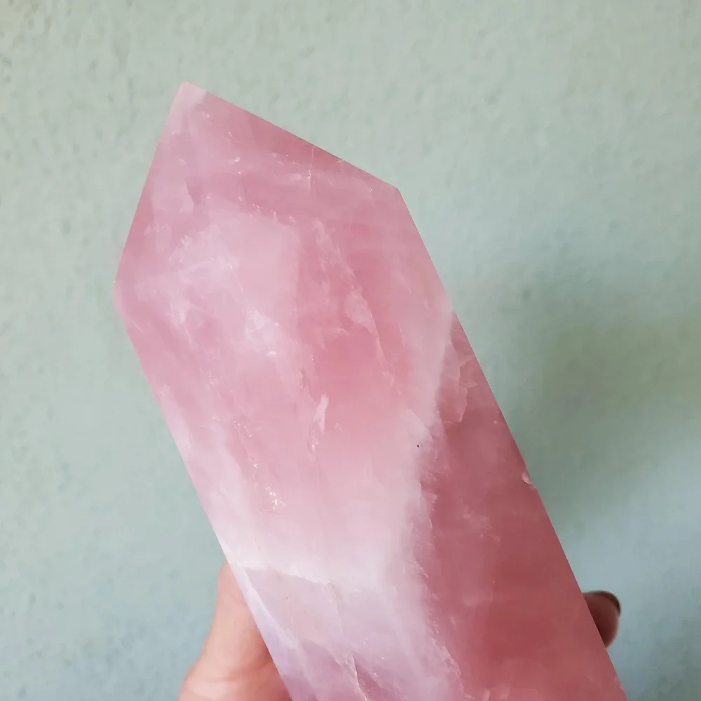 Rose Quartz Deep Dark Pink Flashy Crystal Large Tower 868 grams